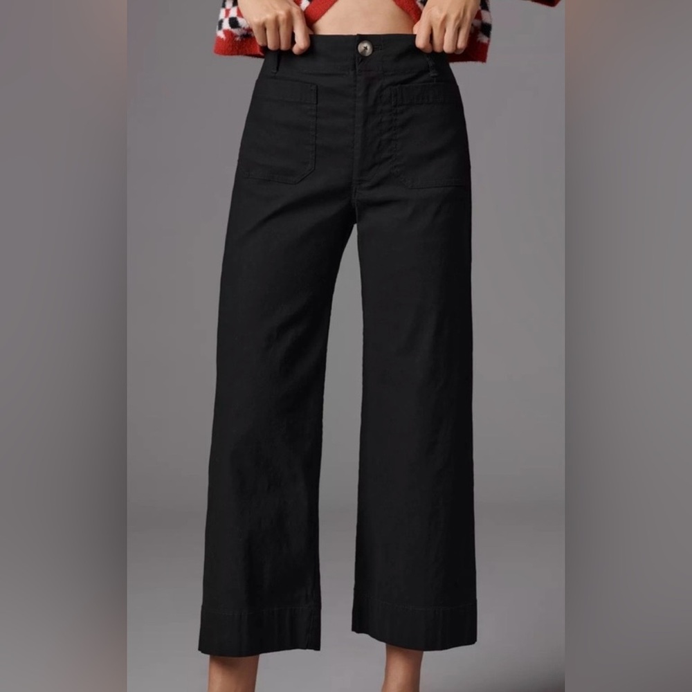 Maeve The Colette Black Stretch Linen Ankle Pants